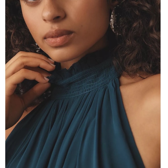 By Anthropologie Dark Turquoise Halter Tank Size XXS - Picture 4 of 5